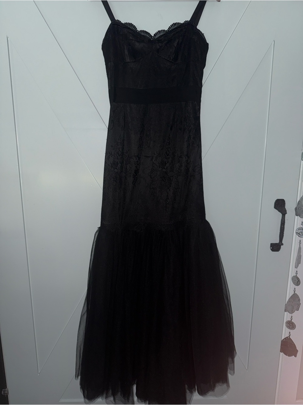 Pearl by Georgina Chapman Black Lace Tulle Maxi Dress Size 10